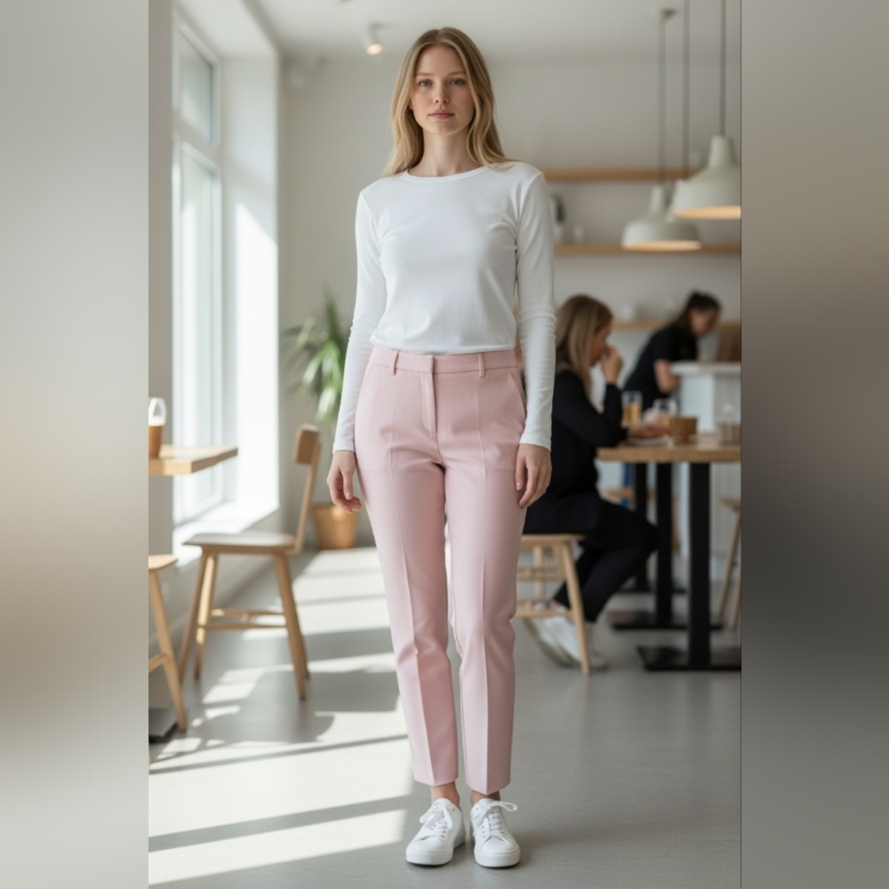 Nwt Burberry Light Pink Women's Pants Wool Lined Dress Career Stylish 4